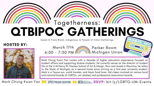 Event and host information as provided in event page text. In the lower left-hand corner is a picture of Mark, who is outdoors in a forested area wearing a blue jacket over a blue, yellow, and white plaid shirt. He is smiling at the camera. Additionally, the logo for AAPI Heritage Month 2022 is featured above his biography.