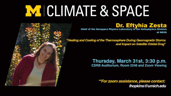 Photo of Dr. Eftyhia Zesta with event details