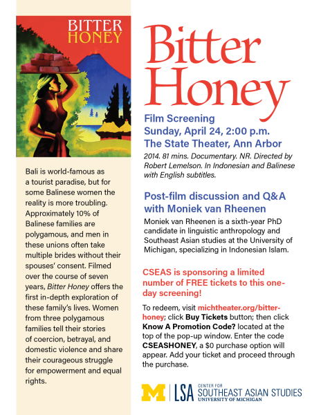 CSEAS Film Screening & Post-film Discussion. *Bitter Honey*