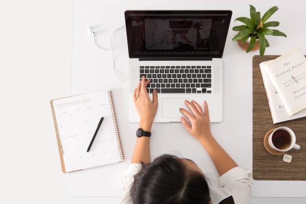 Working at computer