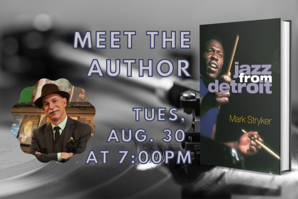 Cover of book Jazz from Detroit with photo of author Mark Stryker