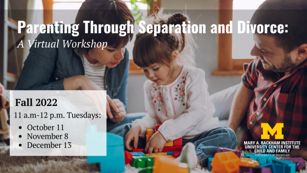 Young child playing with blocks with mother and father.