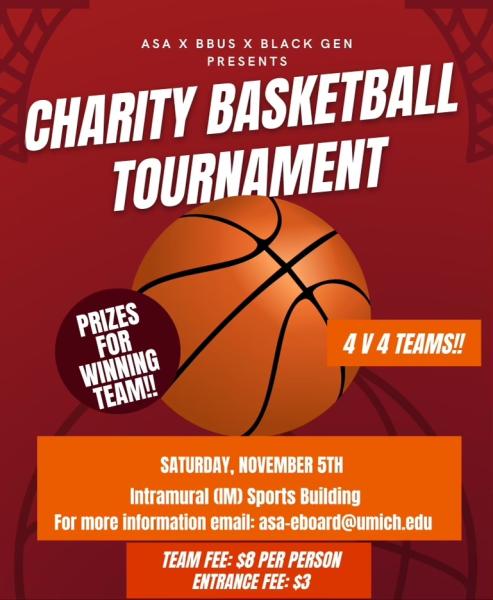 Red background with orange basketball in the middle.
