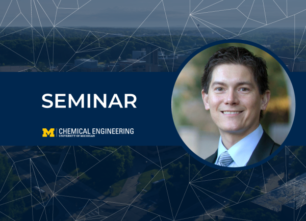Alt text: U-M ChE logo, a photo of Thomas F. Jaramillo and text that reads "Seminar"