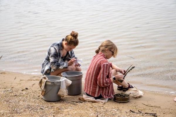 Students studying field ecology at UMBS