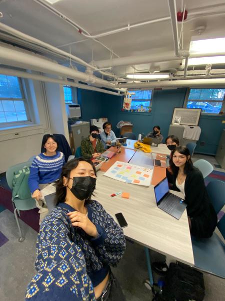 Students collaborating at the first Behind the Zines meeting