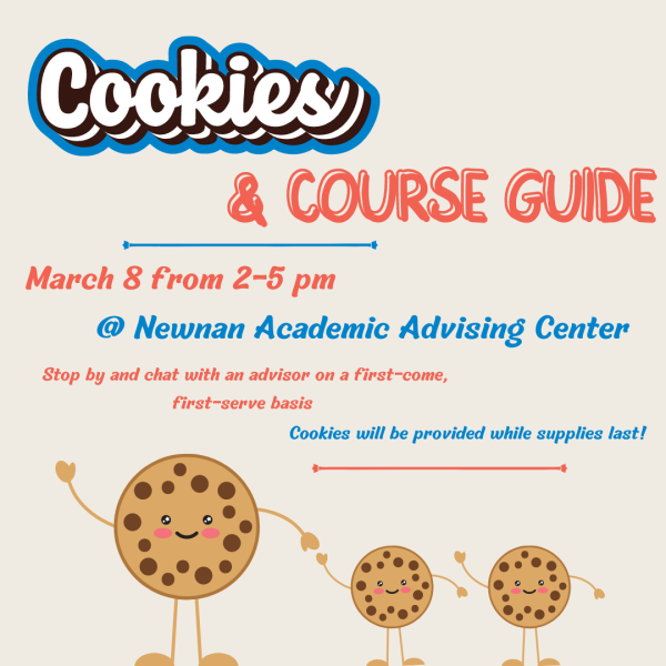 Chocolate chip cookies on a tan background