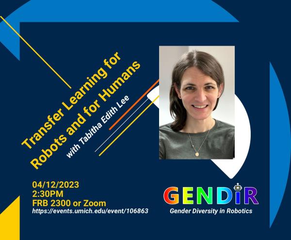 Digital flyer for event. Picture of Tabitha and GENDiR logo. No additional information.