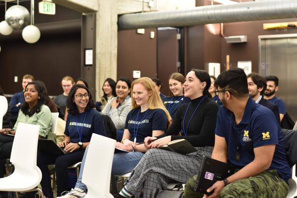 Students pose for a photo on a CFE trek, where student entrepreneurs meet with founders and industry game-changers in cities like Seattle and San Francisco.