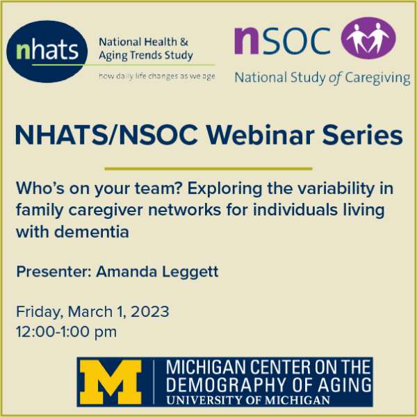 NHATS/NSOC Webinar Series: Who’s on your team? Exploring the variability in family caregiver networks for individuals living with dementia