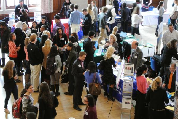 students attending a health and med school expo