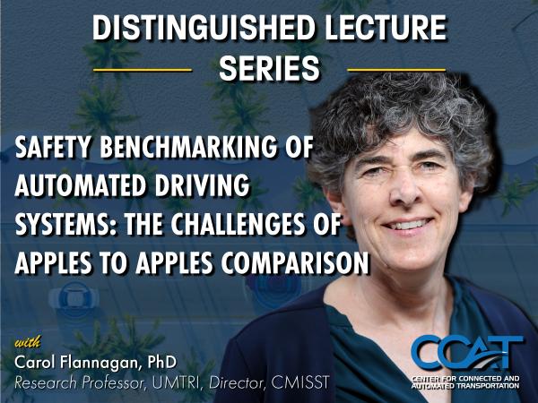 Headshot of Dr. Carol Flannagan and the title of their lecture.