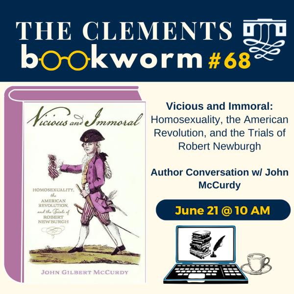 Book cover and title with Clements Bookworm logo