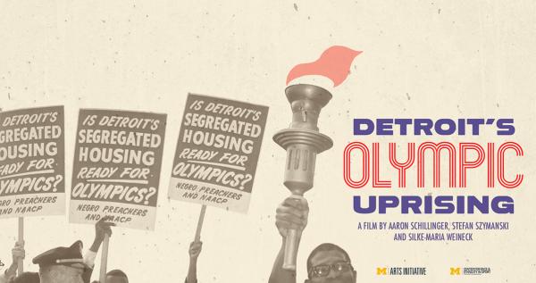 Detroit residents marching with signs