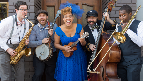 Vocalist, writer, and arts educator Jazzy Ash pictured with with her band, the Leaping Lizards