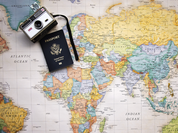 Trans and Nonbinary Passport Clinic, map with camera and passport