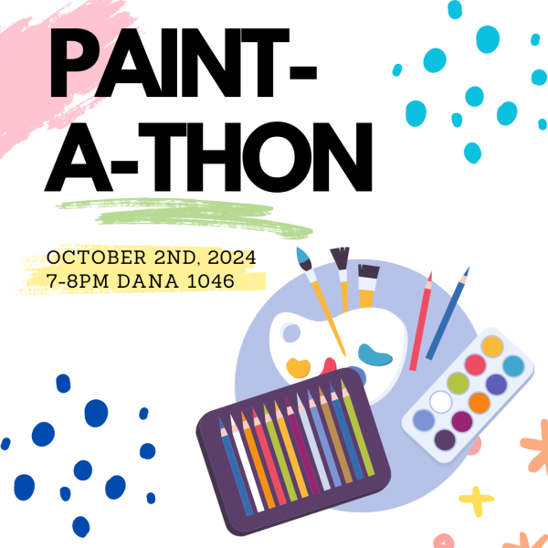 Image depicts cartoon art supplies and gives information about the date, time, and location of the event.