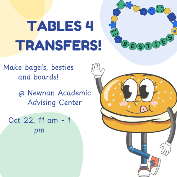 Anthropomorphic bagel waves beneath friendship bracelet reading "besties"
