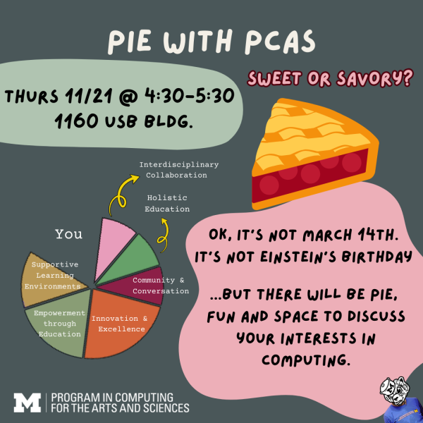 Illustration of pies and event details
