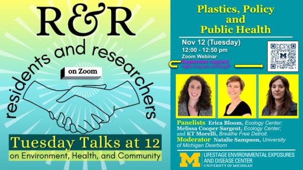 Nov 12, 12-12:50pm, Zoom Webinar on Plastics, Policy, and Public Health