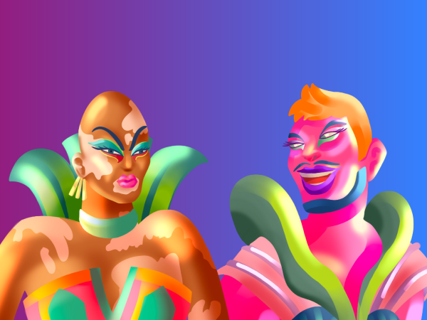 Illustrations of drag performers