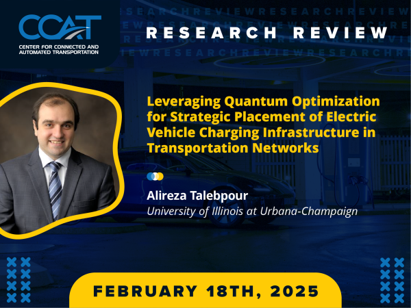Promotional Image for the CCAT Research Review with Alireza Talebpour. It features their headshot and presentation title.