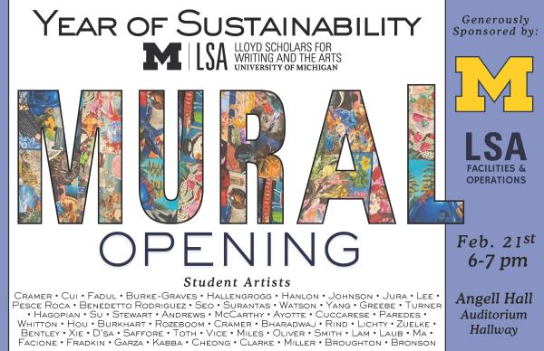 Year of Sustainability Mural poster listing 56 student artist names