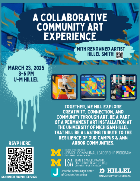 Flyer with examples of Hillel Smith's past work and information about the event, including a QR code for registration.