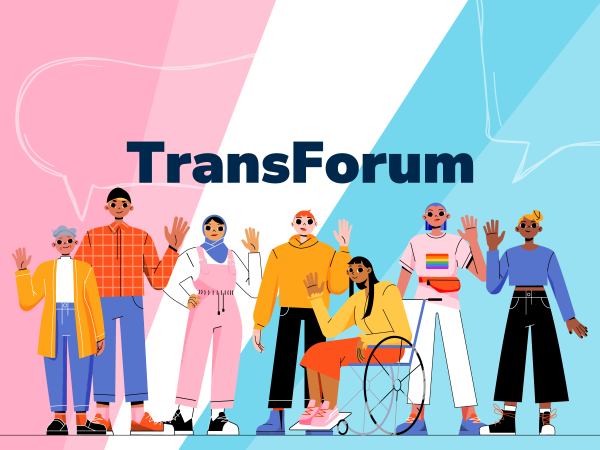TransForum and illustrations of a group of people