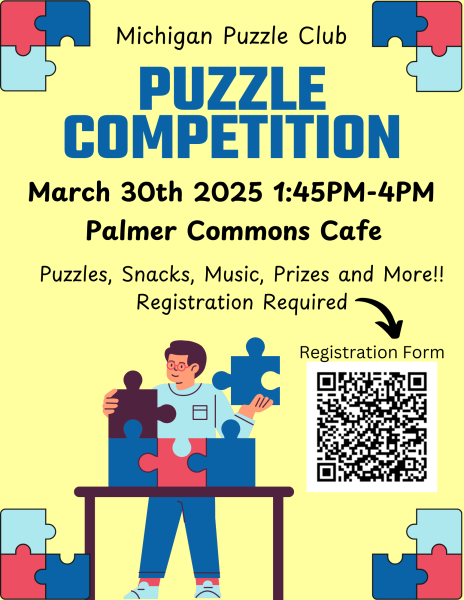 flyer for puzzle competition includes location and time of event