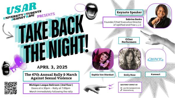 This image displays photos of the speakers and performers and event details mentioned in the description