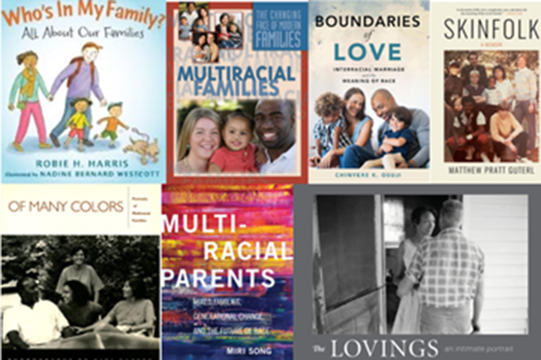 Collage of book covers about multi-racial families.