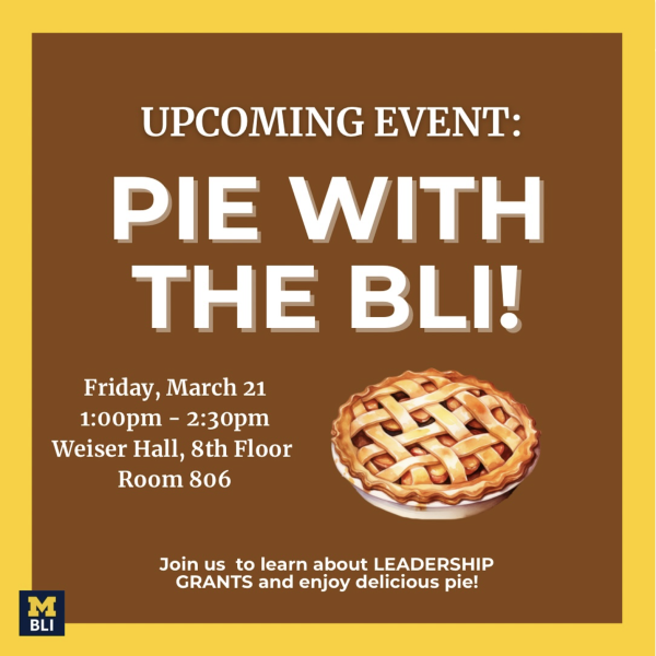 Graphic Displaying 'Pie with the BLI' and a photo of a pie