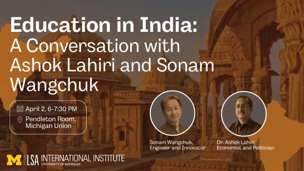 Education in India poster with photos of speakers