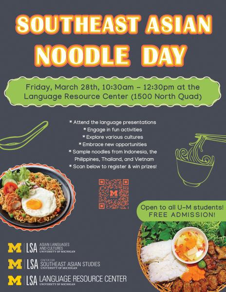 Southeast Asian Noodle Day Flyer. Images and graphics of noodles from Asia.