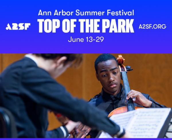 Poster for Top of the Park: Two cello players featured in photo.