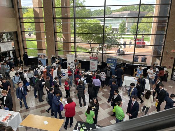 Students attending a career fair