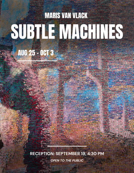 A flyer featuring artwork by Maris Van Vlack