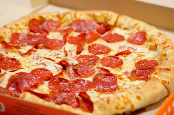 Pepperoni Pizza in an orange pizza box