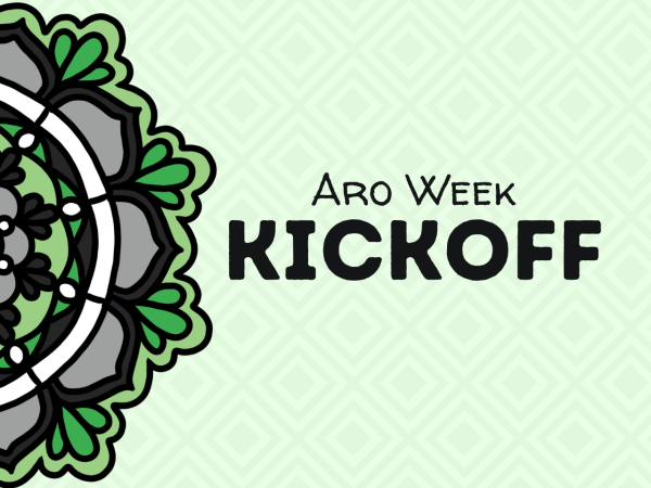 Aro Week Kickoff with aromantic pride-colored mandala