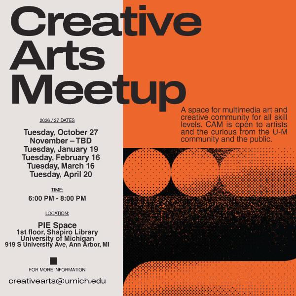 Creative Arts Meetup flyer.