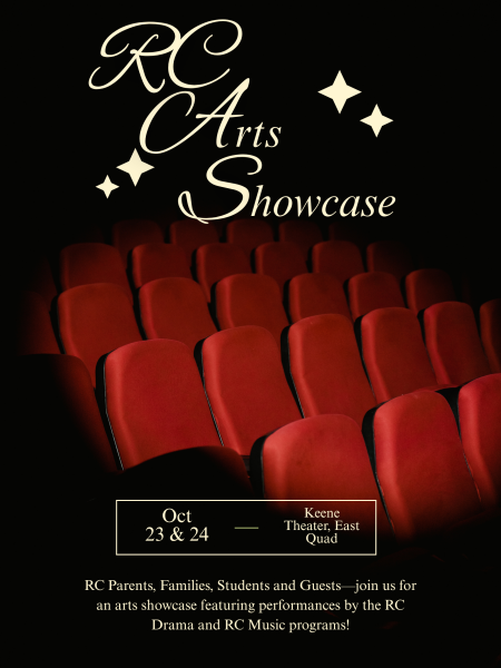Flyer with background image of red theater seats displaying all the information available in the event description.