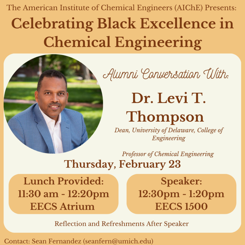 Expired) AIChE Presents Black History Month Guest Speaker: Dr. Levi  Thompson | Happening @ Michigan