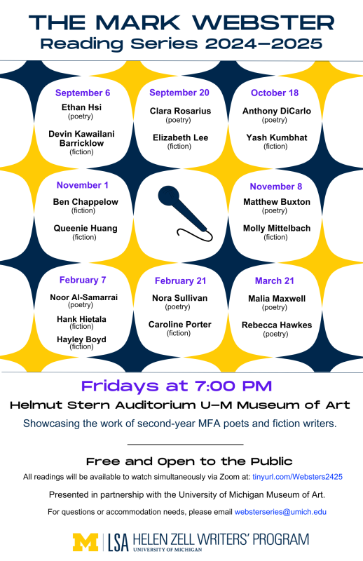 (Expired) Mark Webster Reading Series | Happening @ Michigan