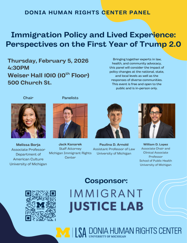 (Expired) Donia Human Rights Center Panel. Immigration Policy and Lived ...