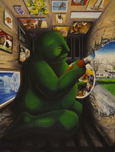 Painting His Way Home, Martin Vargas, Acrylic Painting His Way Home, Martin Vargas, Acrylic
