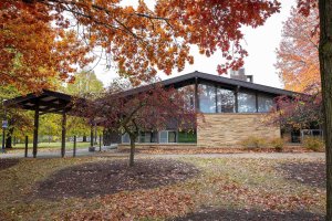 Stearns Building in the fall.