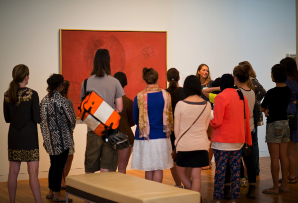 Student docent creating conversation about art