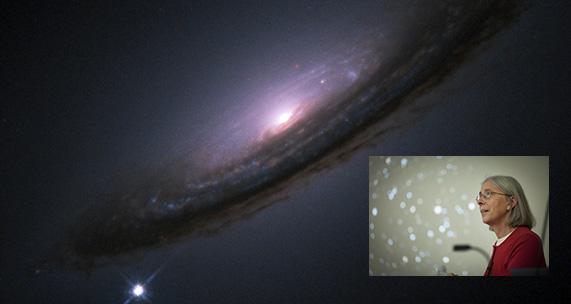 The Andromeda galaxy with inset of Prof. Haynes