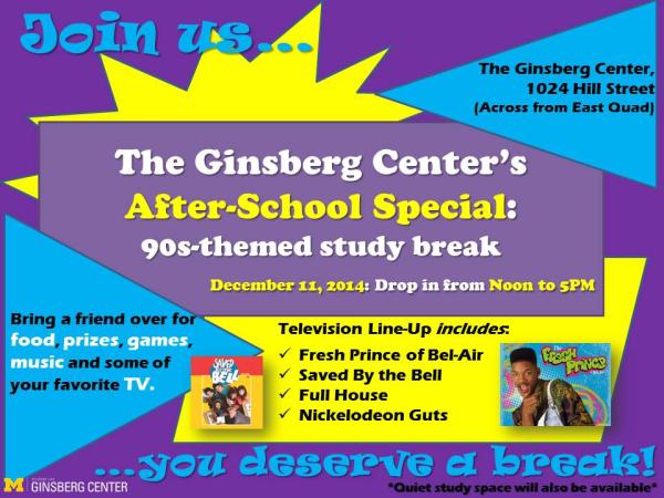 Ginsberg Center After-School Special Flier